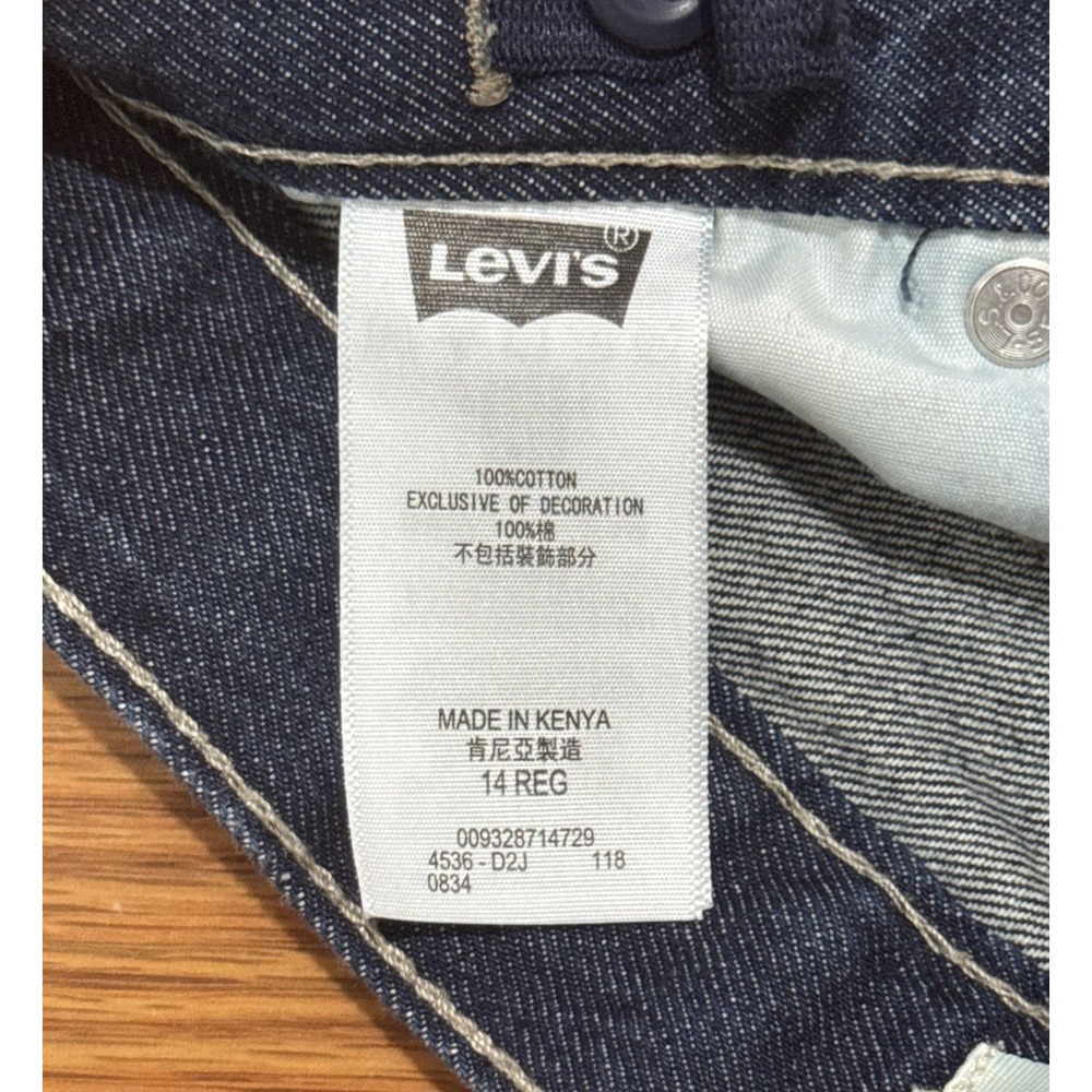 Levi's Denim Shorts Dark Wash Distressed Cuffed‎ Hem Girls Size 14 REG - Picture 3 of 3